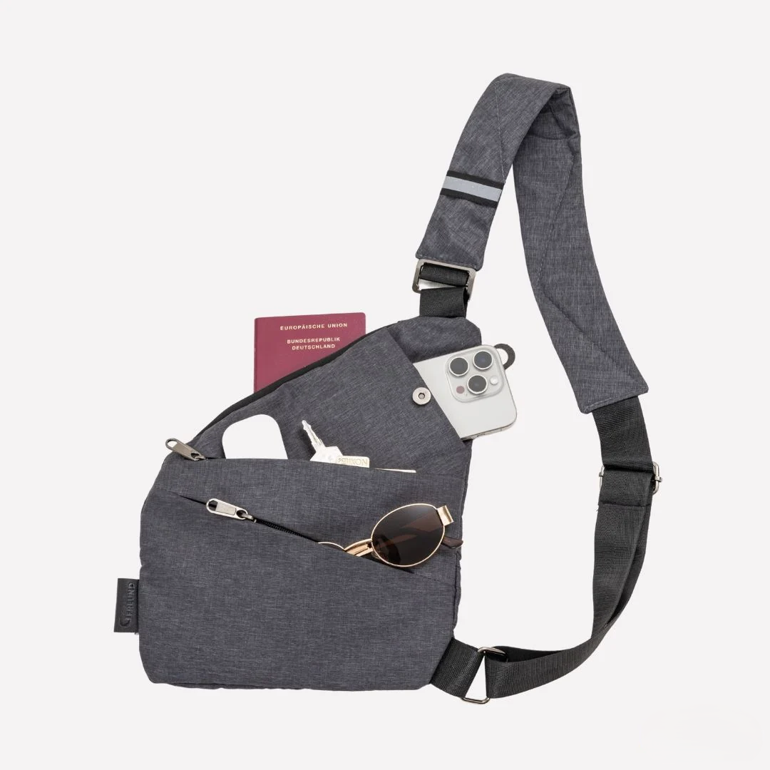 Bolsa Transversal Antifurto Feminina Impermeável com Proteção RFID