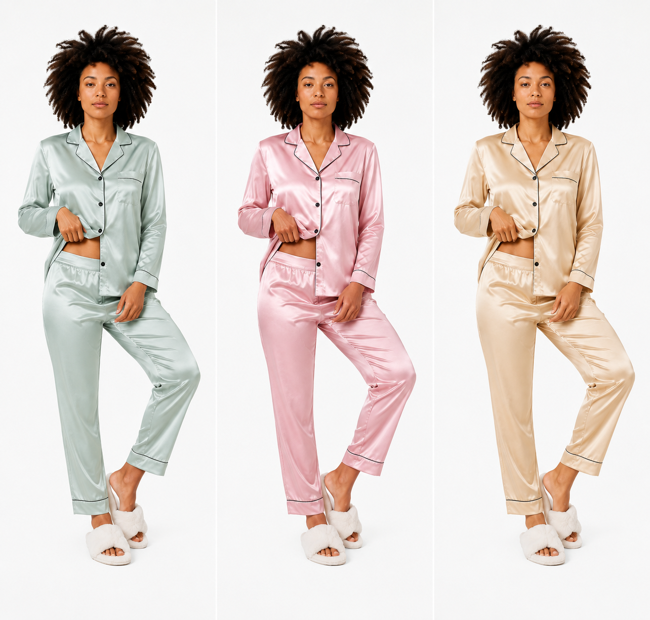 Pijama Feminino Longo Acetinado Minimalista com Toque Macio