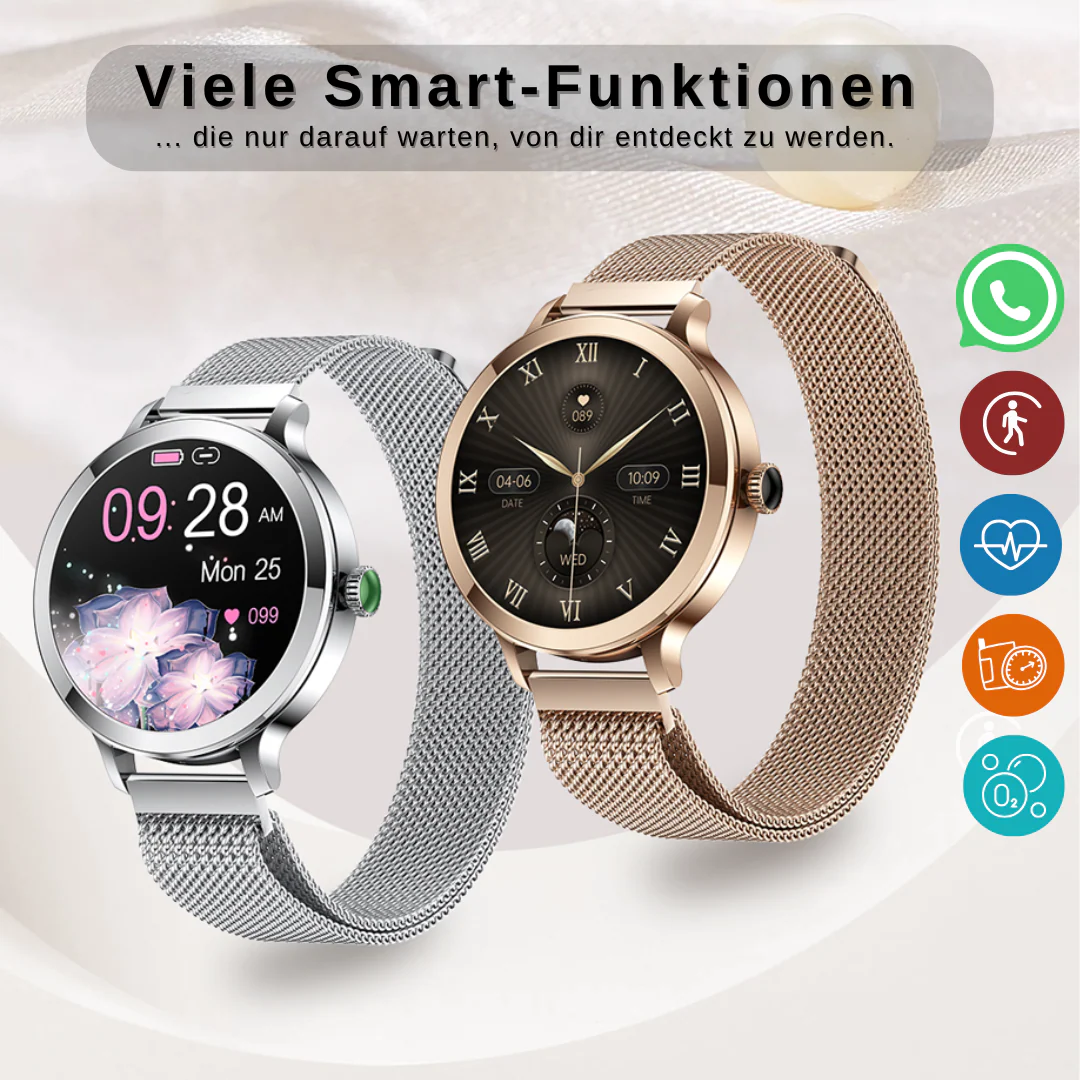 Smartwatch Feminino Lorenza™ Premium com Tela AMOLED e Chamadas Bluetooth