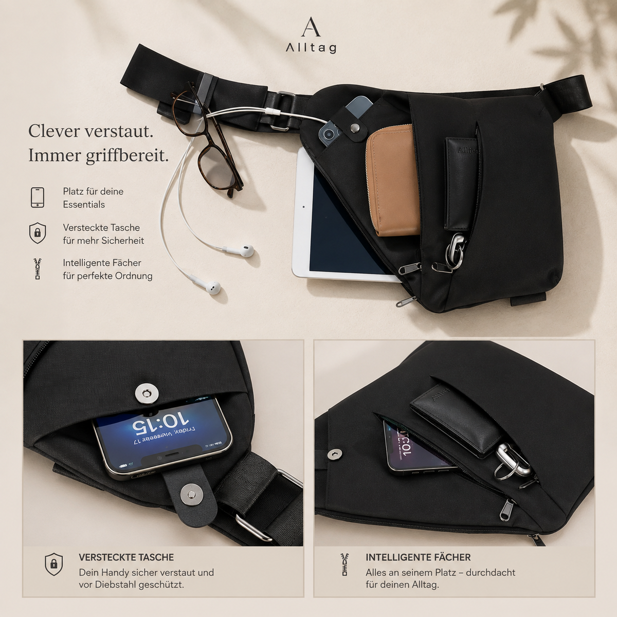 Siena™ Anti-Diebstahl-Tasche mit RFID-Schutz